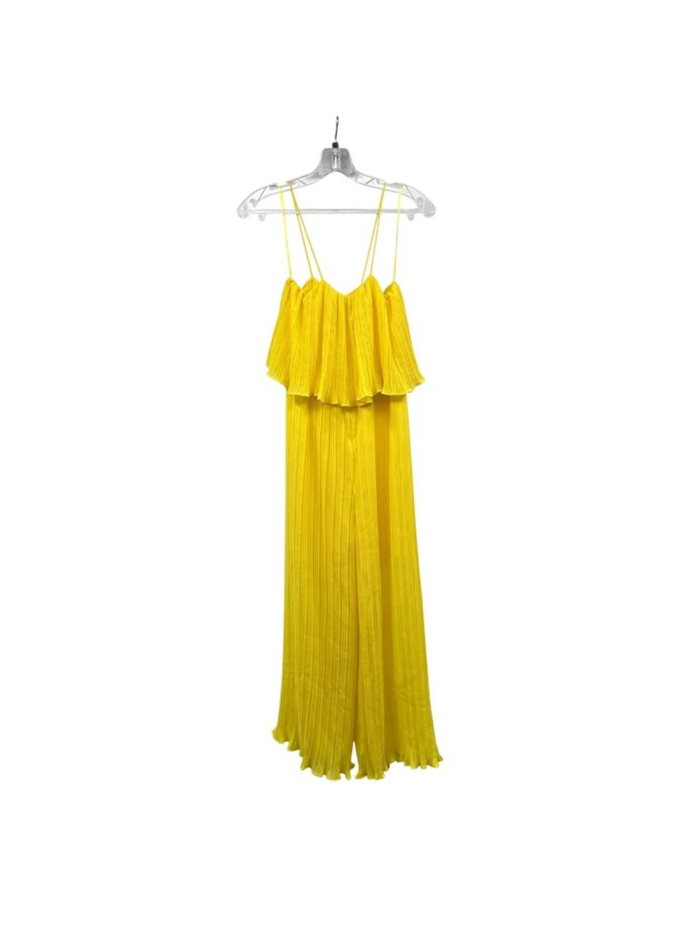 Zara Womens Pleated Jumpsuit Sleeveless Wide Leg Yellow Size Small
